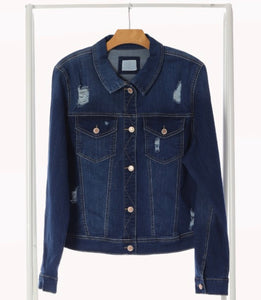 Plus Size Destroyed Denim Jean Jacket