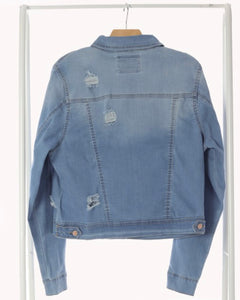 Plus Size Destroyed Denim Jean Jacket