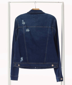 Plus Size Destroyed Denim Jean Jacket