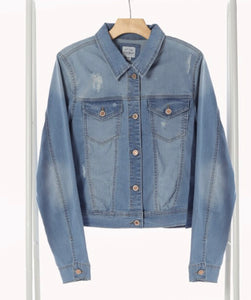 Plus Size Destroyed Denim Jean Jacket