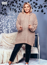 Load image into Gallery viewer, PLUS SIZE RIBBED POPCORN KNIT TUNIC HOODIE SWEATER
