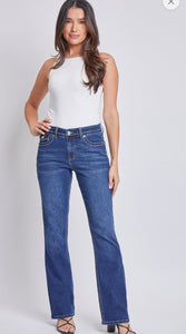 YMI TUMMY CONTROL Missy Mid-Rise Embellished Flap Pkt Bootcut Jeans