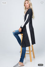 Load image into Gallery viewer, BRUSHED SWEATER COLOR BLOCK CARDIGAN WITH POCKETS
