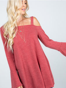 SWEATER FABRIC UNBALANCED SHOULDER TOP