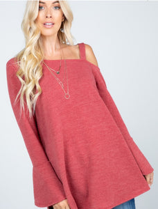 SWEATER FABRIC UNBALANCED SHOULDER TOP